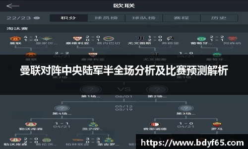 曼联对阵中央陆军半全场分析及比赛预测解析